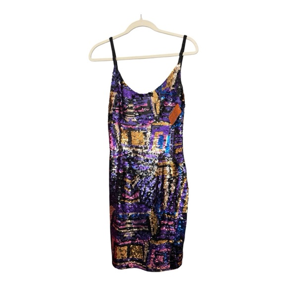 Black Tie Oleg Cassini Sequin Multicolor Dress NWT